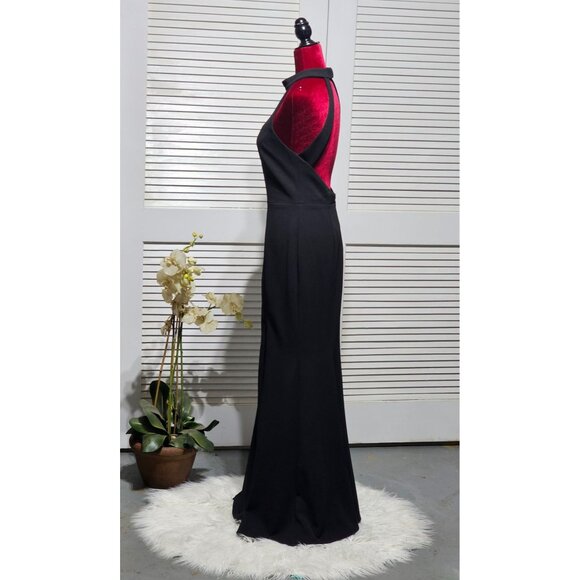 BHLDN Women's Black Crepe Serephina Open Back Slit Maxi Dress Size 12 2806 - Picture 5 of 13